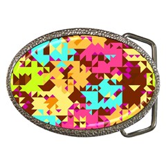 Shapes In Retro Colors Belt Buckle by LalyLauraFLM