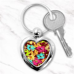 Shapes In Retro Colors Key Chain (heart)