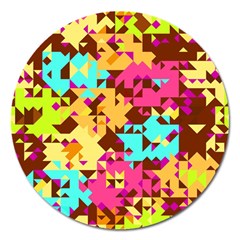 Shapes In Retro Colors Magnet 5  (round) by LalyLauraFLM