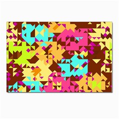 Shapes In Retro Colors Postcard 4 x 6  (pkg Of 10) by LalyLauraFLM