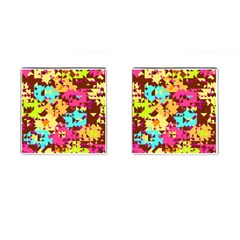 Shapes In Retro Colors Cufflinks (square) by LalyLauraFLM