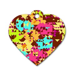 Shapes In Retro Colors Dog Tag Heart (two Sides)