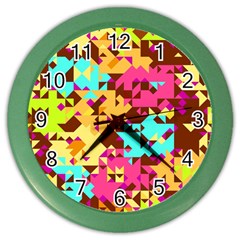 Shapes In Retro Colors Color Wall Clock