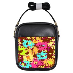 Shapes In Retro Colors Girls Sling Bag