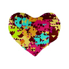 Shapes In Retro Colors Standard 16  Premium Heart Shape Cushion 