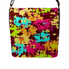 Shapes In Retro Colors Flap Closure Messenger Bag (l)