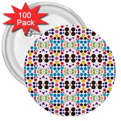 Colorful Dots Pattern 3  Button (100 Pack) by LalyLauraFLM