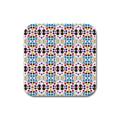 Colorful Dots Pattern Rubber Square Coaster (4 Pack)