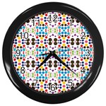 Colorful dots pattern Wall Clock (Black) Front