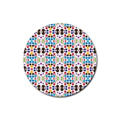 Colorful Dots Pattern Rubber Coaster (round)