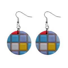 Shiny Squares Pattern 1  Button Earrings