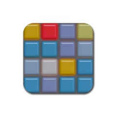 Shiny Squares Pattern Rubber Coaster (square) by LalyLauraFLM