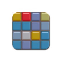 Shiny Squares Pattern Rubber Square Coaster (4 Pack) by LalyLauraFLM