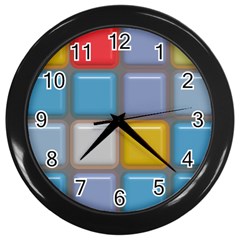 Shiny Squares Pattern Wall Clock (black)