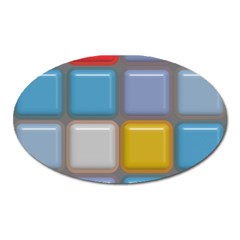 Shiny Squares Pattern Magnet (oval) by LalyLauraFLM