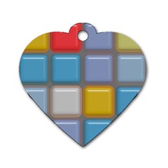 Shiny Squares Pattern Dog Tag Heart (one Side) by LalyLauraFLM