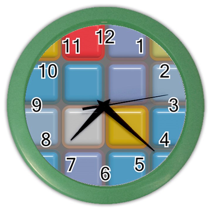 Shiny Squares pattern Color Wall Clock