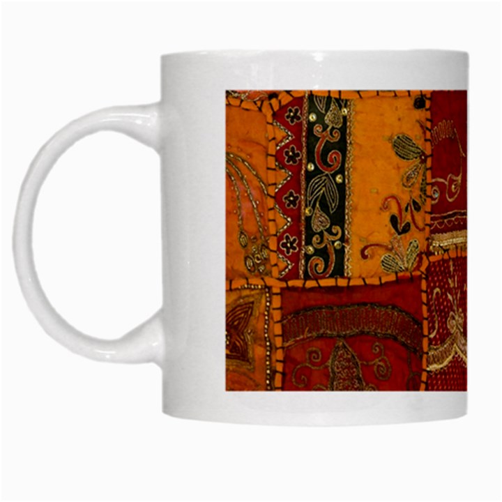 India Print Realism Fabric Art White Mugs