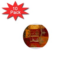 India Print Realism Fabric Art 1  Mini Buttons (10 Pack) 