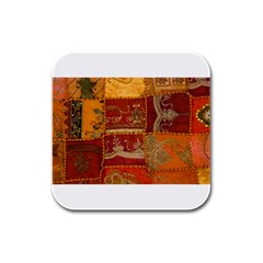 India Print Realism Fabric Art Rubber Square Coaster (4 Pack)  by TheWowFactor