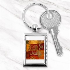 India Print Realism Fabric Art Key Chains (rectangle) 