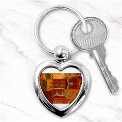 India Print Realism Fabric Art Key Chains (heart) 