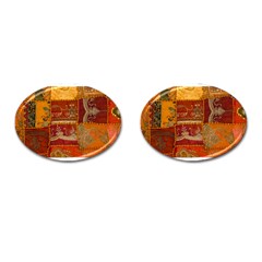 India Print Realism Fabric Art Cufflinks (oval) by TheWowFactor