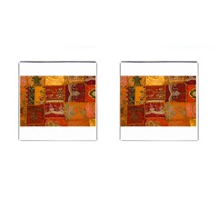 India Print Realism Fabric Art Cufflinks (square)