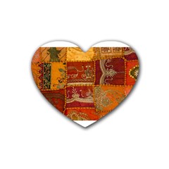 India Print Realism Fabric Art Rubber Coaster (heart)  by TheWowFactor