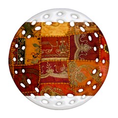 India Print Realism Fabric Art Round Filigree Ornament (2side)