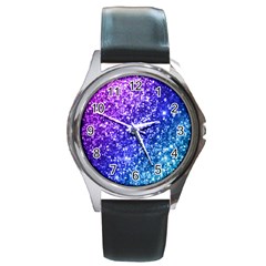 Glitter Ocean Bokeh Round Metal Watches