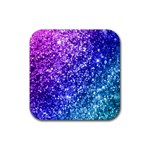 Glitter Ocean Bokeh Rubber Coaster (Square)  Front