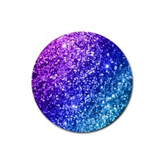 Glitter Ocean Bokeh Rubber Round Coaster (4 Pack) 