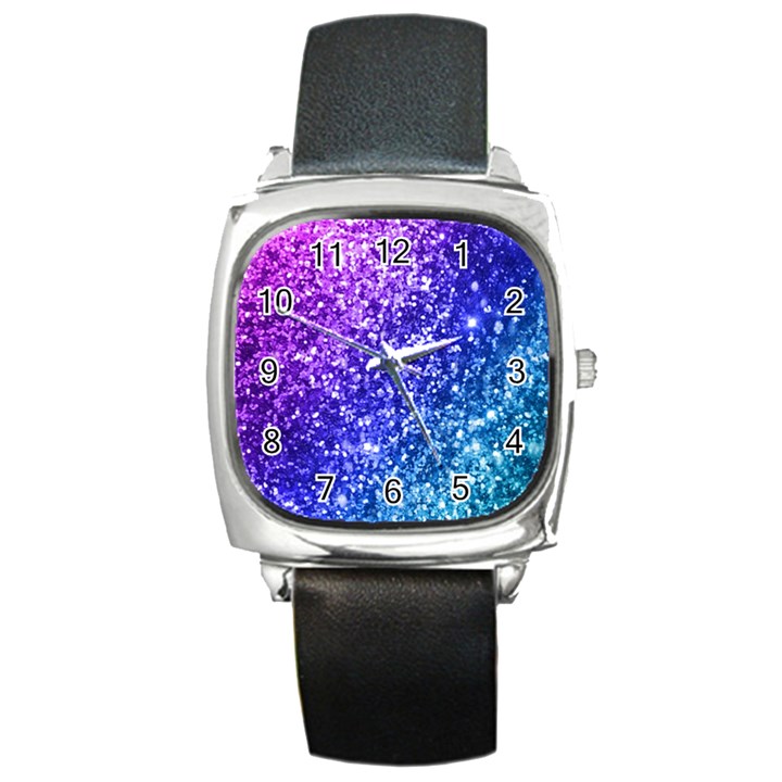 Glitter Ocean Bokeh Square Metal Watches