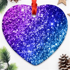 Glitter Ocean Bokeh Heart Ornament (2 Sides)