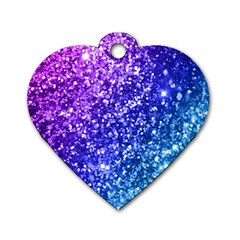 Glitter Ocean Bokeh Dog Tag Heart (one Side)