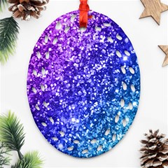 Glitter Ocean Bokeh Oval Filigree Ornament (2-side)  by KirstenStar