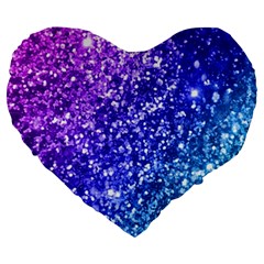 Glitter Ocean Bokeh Large 19  Premium Flano Heart Shape Cushions