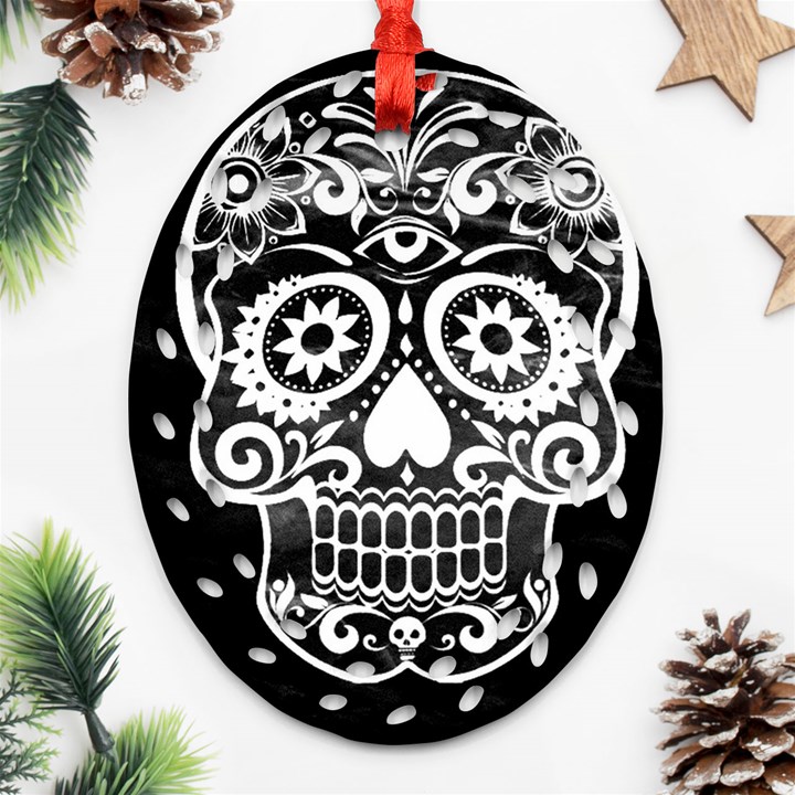 Skull Oval Filigree Ornament (2-Side) 