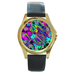 Powerfractal 2 Round Gold Metal Watches