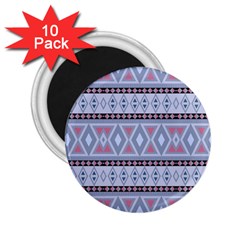 Fancy Tribal Border Pattern Blue 2 25  Magnets (10 Pack) 