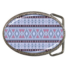 Fancy Tribal Border Pattern Blue Belt Buckles