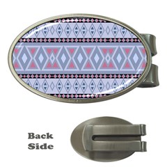 Fancy Tribal Border Pattern Blue Money Clips (oval) 