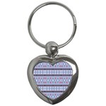 Fancy Tribal Border Pattern Blue Key Chains (Heart)  Front