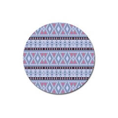 Fancy Tribal Border Pattern Blue Magnet 3  (round)