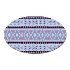 Fancy Tribal Border Pattern Blue Oval Magnet