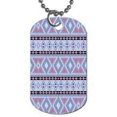 Fancy Tribal Border Pattern Blue Dog Tag (two Sides) by ImpressiveMoments