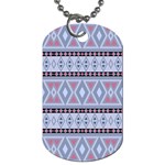 Fancy Tribal Border Pattern Blue Dog Tag (Two Sides) Back