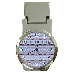 Fancy Tribal Border Pattern Blue Money Clip Watches