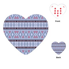 Fancy Tribal Border Pattern Blue Playing Cards (heart) 